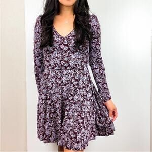 Kimchi Blue Urban Outfitters Size L Lace-Up Back Mini Fit Flare Dress Floral